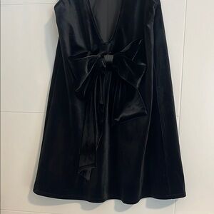 Commense Black Babydoll Dress with Long Bell Sleeves and V-neck